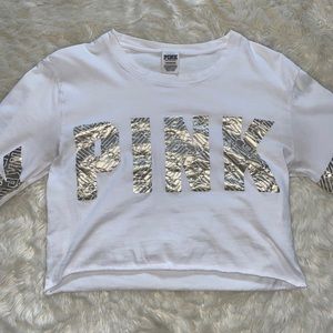 White and Gold Victoria Secret Crop Top